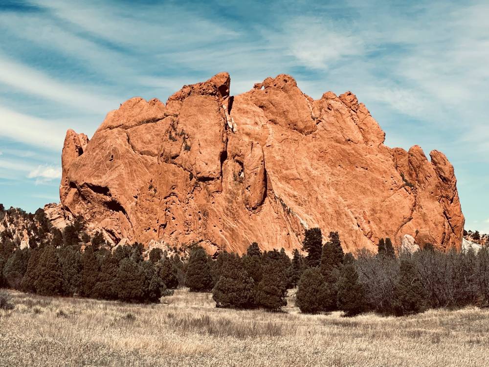 Mountain in back, meadow in front 