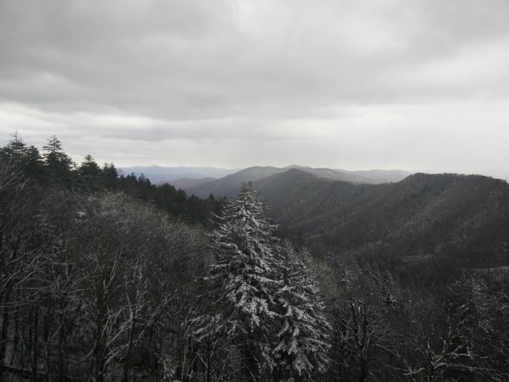 Snowy Smoky Mountain tops