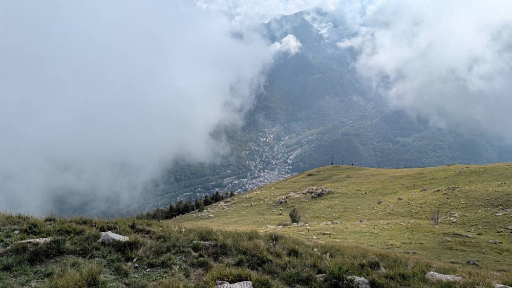 Looking down at Limone Piemonte we left two hours ago 