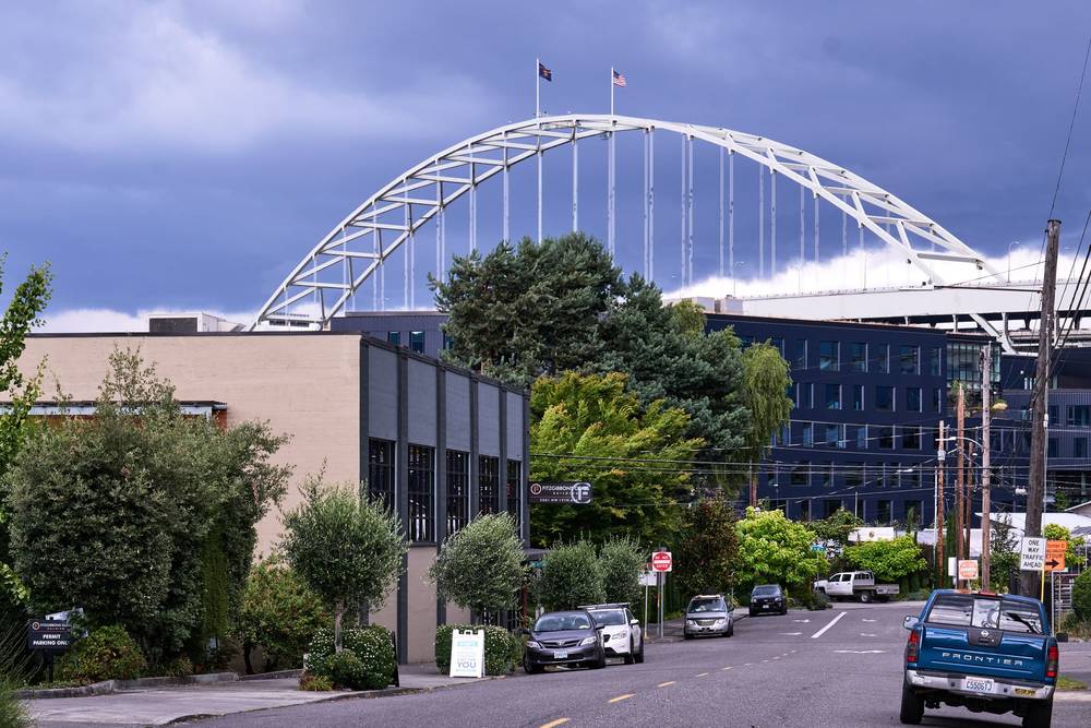 Fremont Bridge Rises Above Northwest Portland