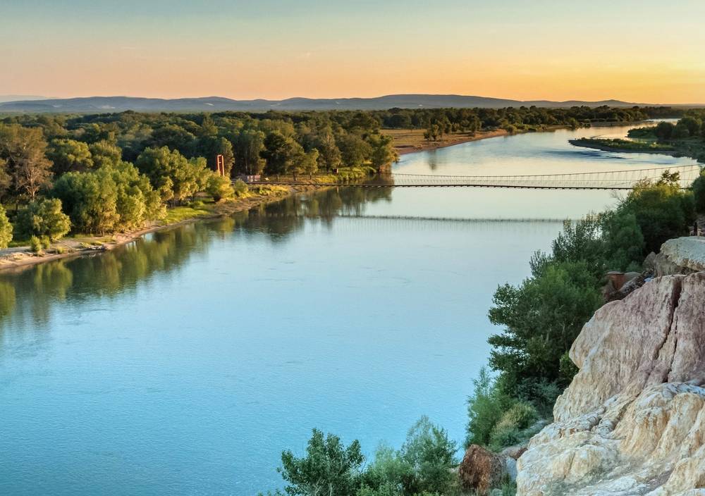 Sunset beyond the Burqin River