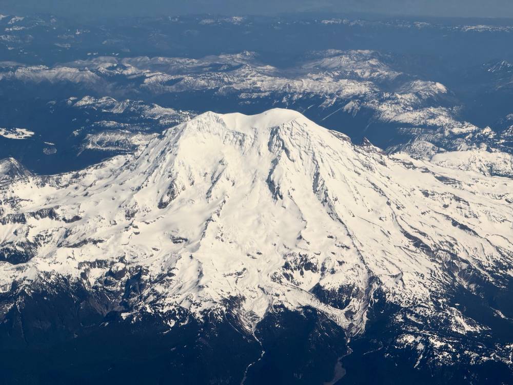 snowy mountain from the sky
