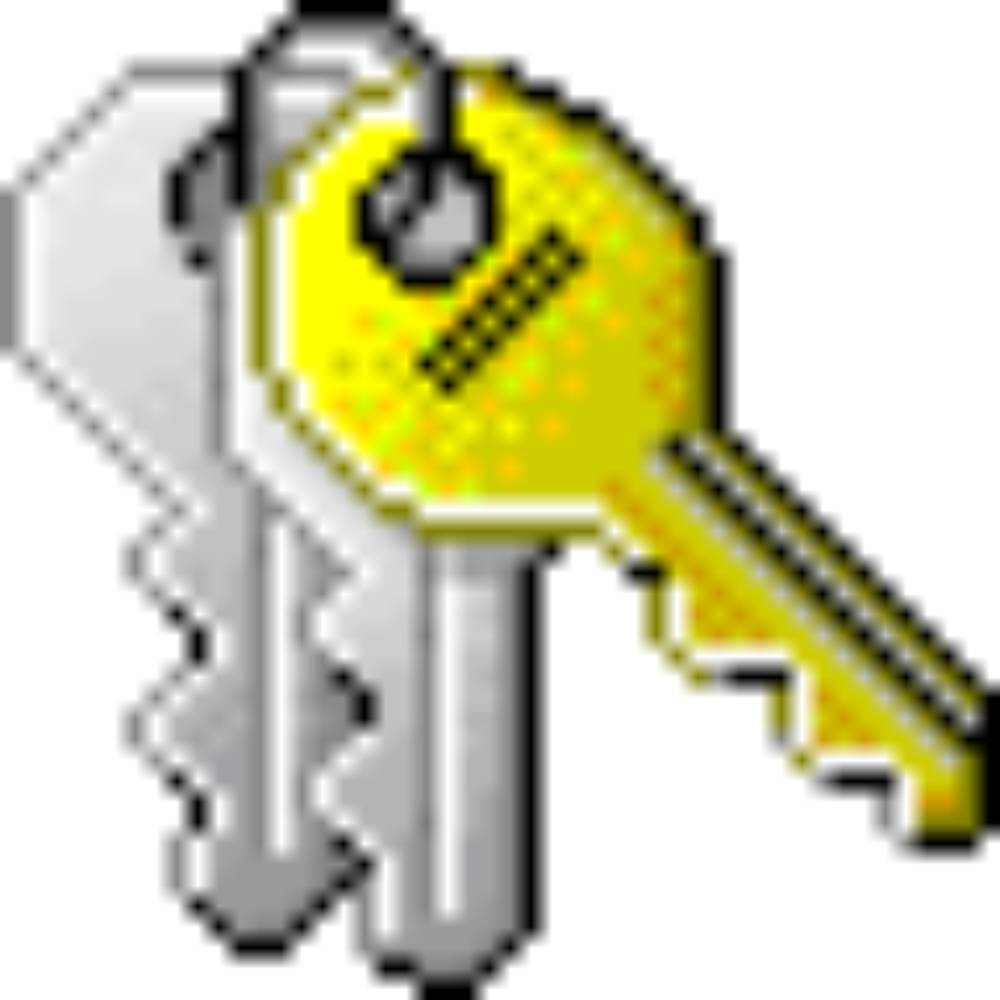 Windows 98 low-resolution pixel art icon depicting keys in a key ring.