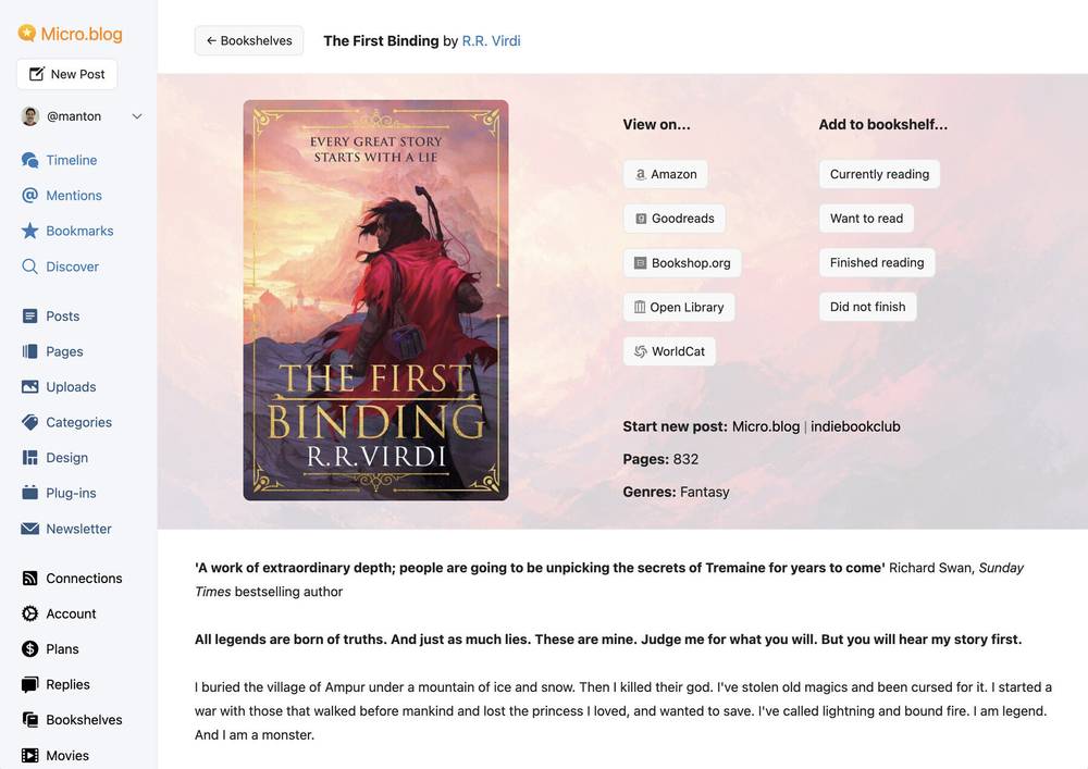 Micro.blog book pages are looking pretty good.