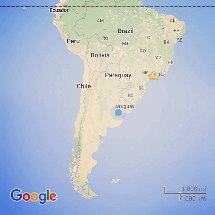 A Google Maps view of South America with a location pin marking Buenos Aires.