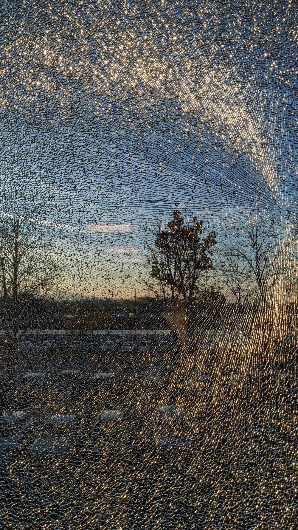 A broken window glass