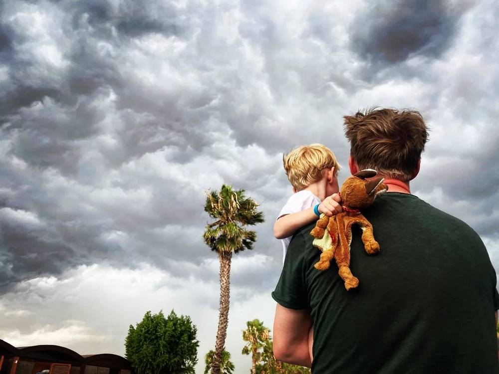 Campsite excitement: Thunderclouds! 🌩️