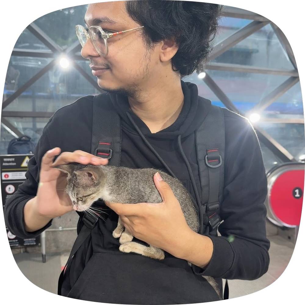 me petting kitten in hand 
