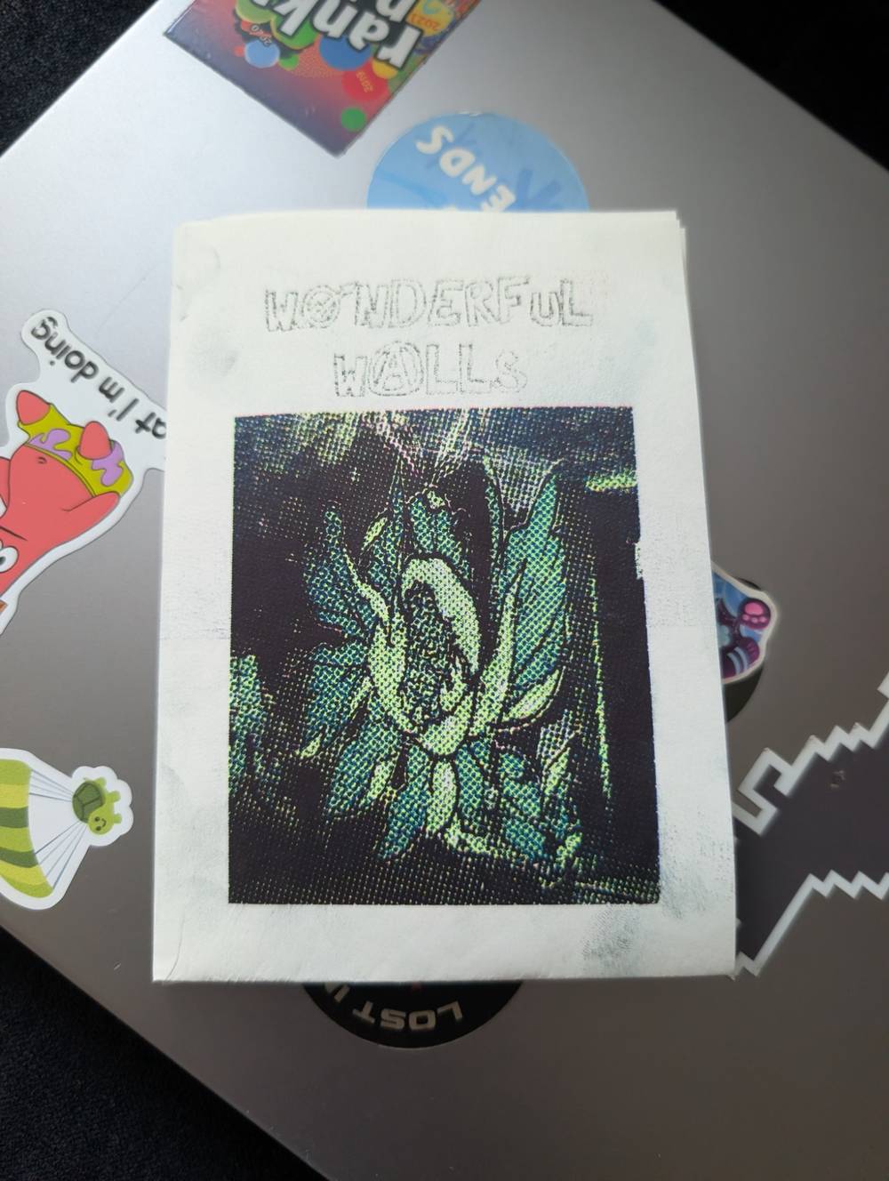 Wall art in incorrect colors printed with a Risograph onto a wonderful zine