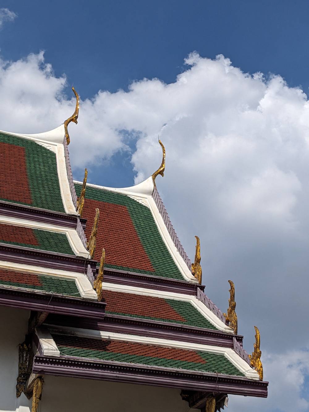 decorated rooftop against blue sky