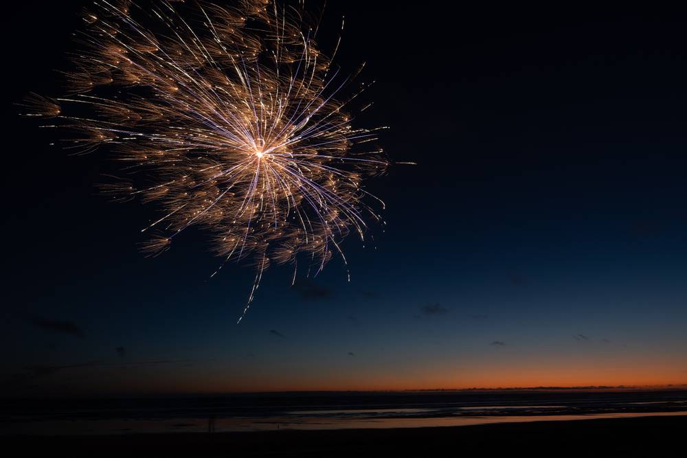 Long exposure of a firework against the last remants of sunset 