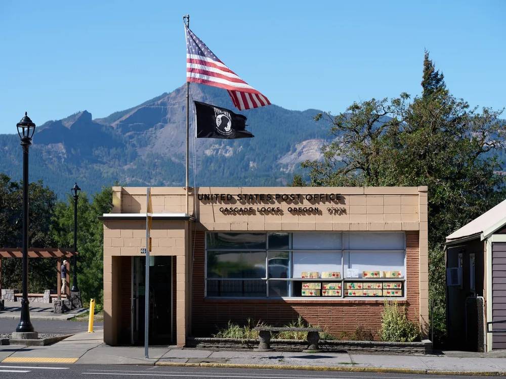 Small Town Post Office Beneath Columbia Gorge