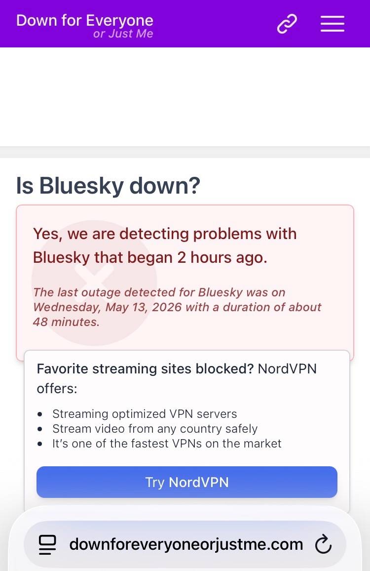 bluesky  down