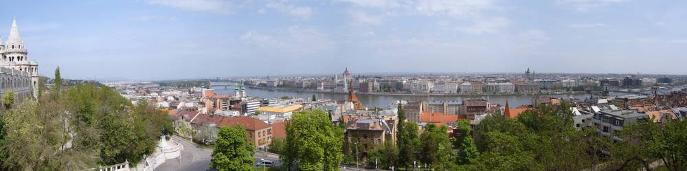 A panoramic view stretches over Budapest's rooftops and the Danube from Castle Hill.