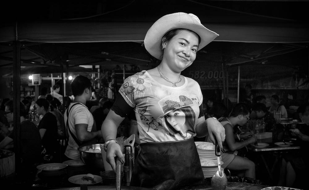 Kanya Tiyabhorn aka "Cowboy Hat Lady" who runs Khao Kha Moo Chang Phueak, Chiang Mai