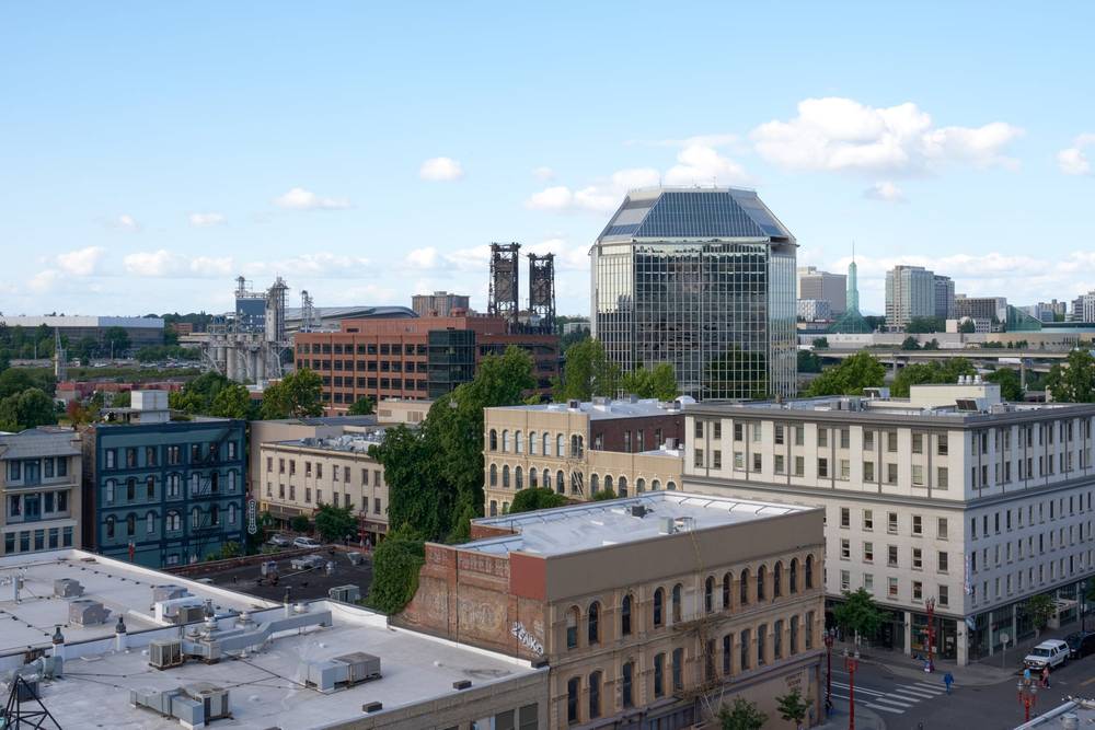 Portland Skyline from Chinatown Perspective