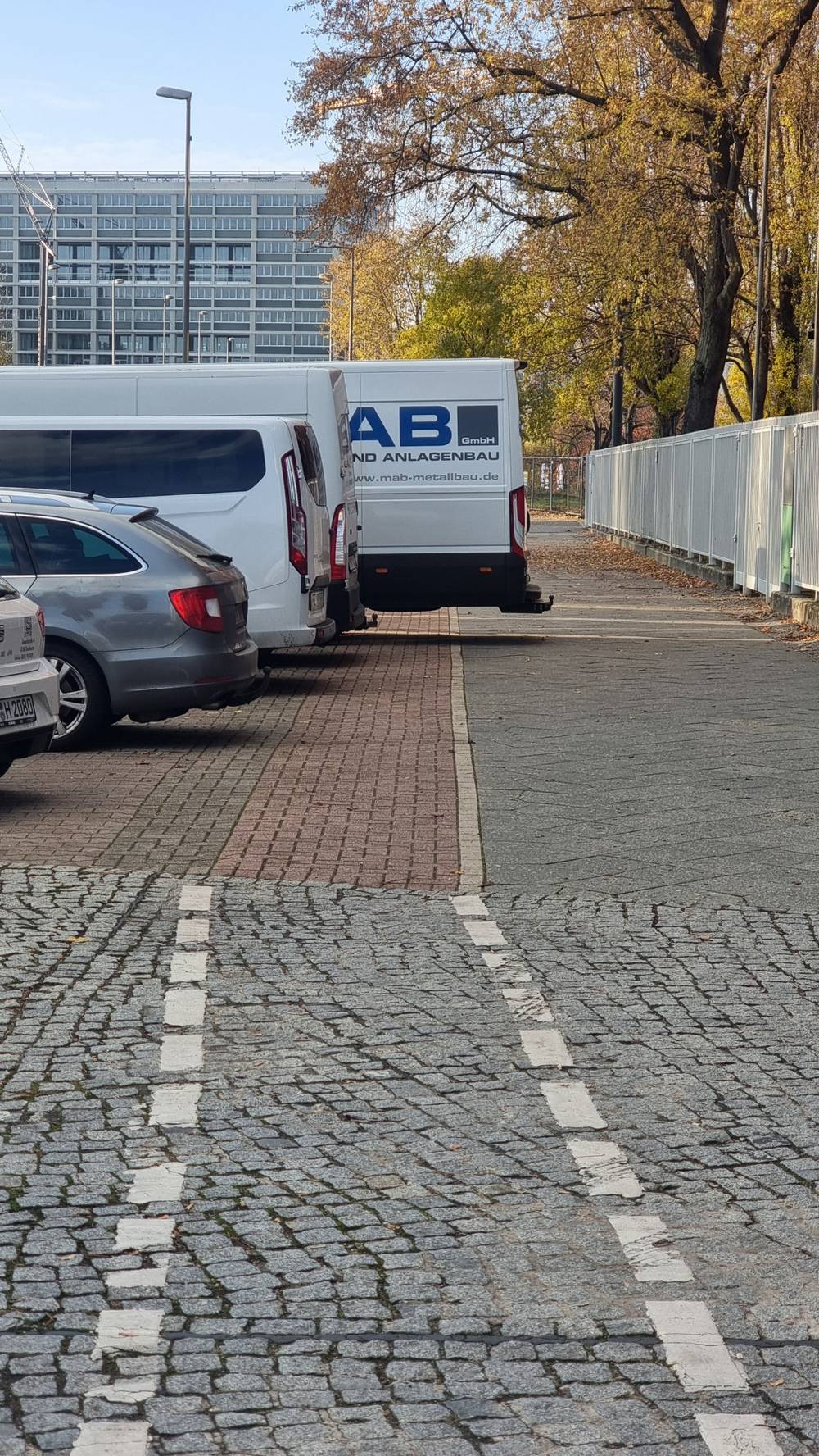 Berlin cycling path blocked by a long van
