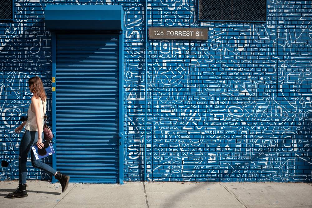 Blue Labyrinth on Forrest Street