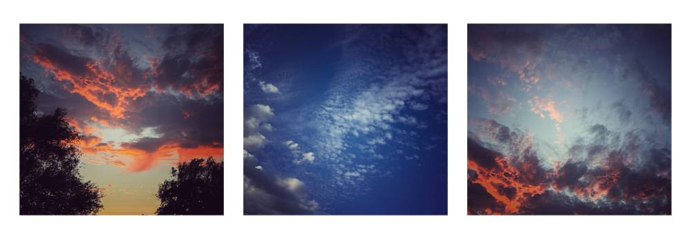 Evening Skies Triptych, Suffolk, 2026