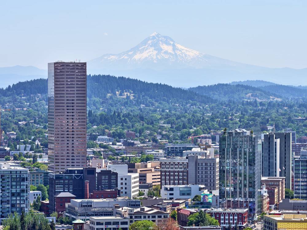 Downtown Portland Skyline with Mount Hood