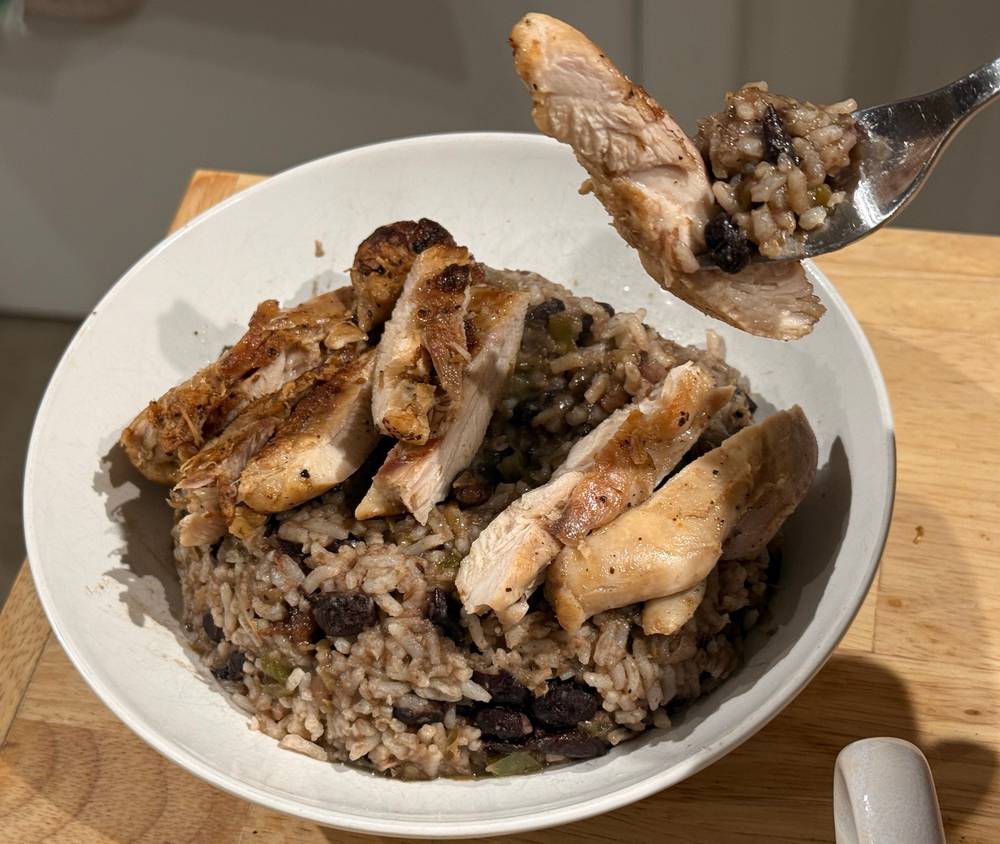 another successful combination of the two food groups, rice and beans