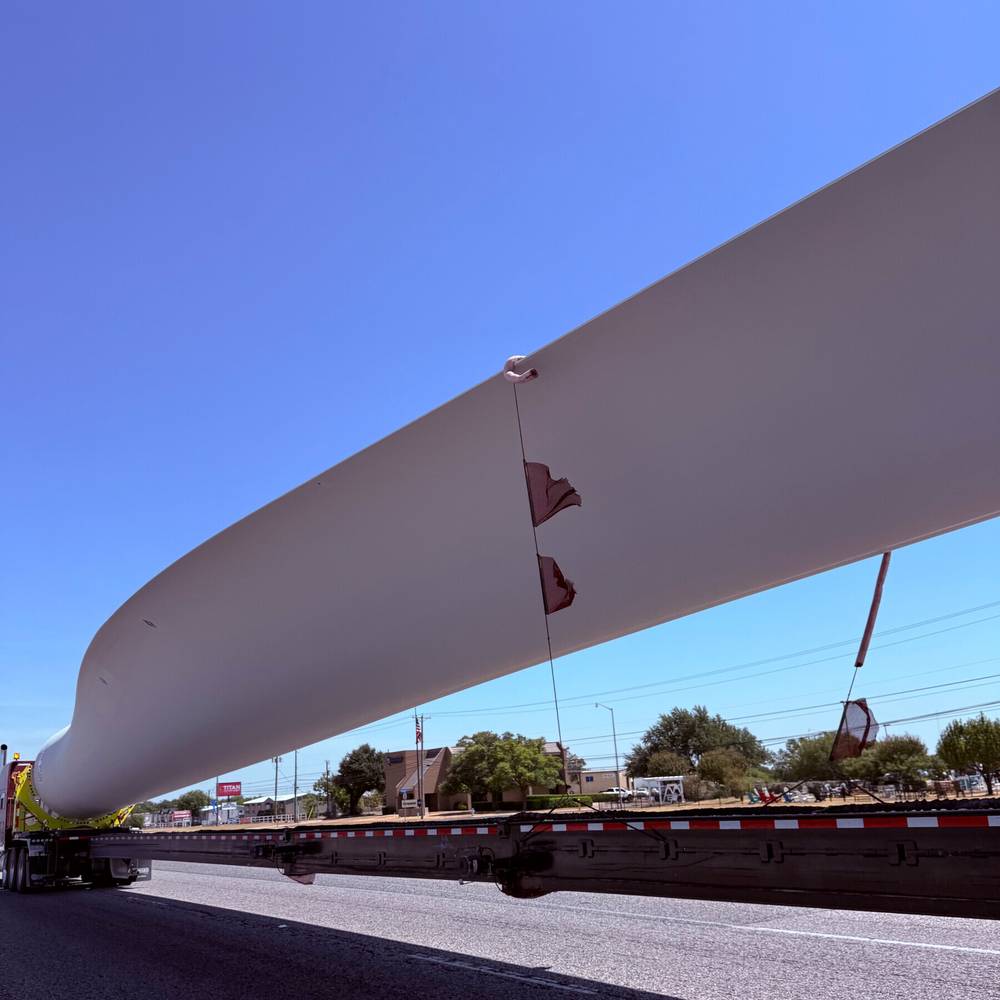 Wind turbine blade going up I-35. I’m always amazed at these, seeing them up close.