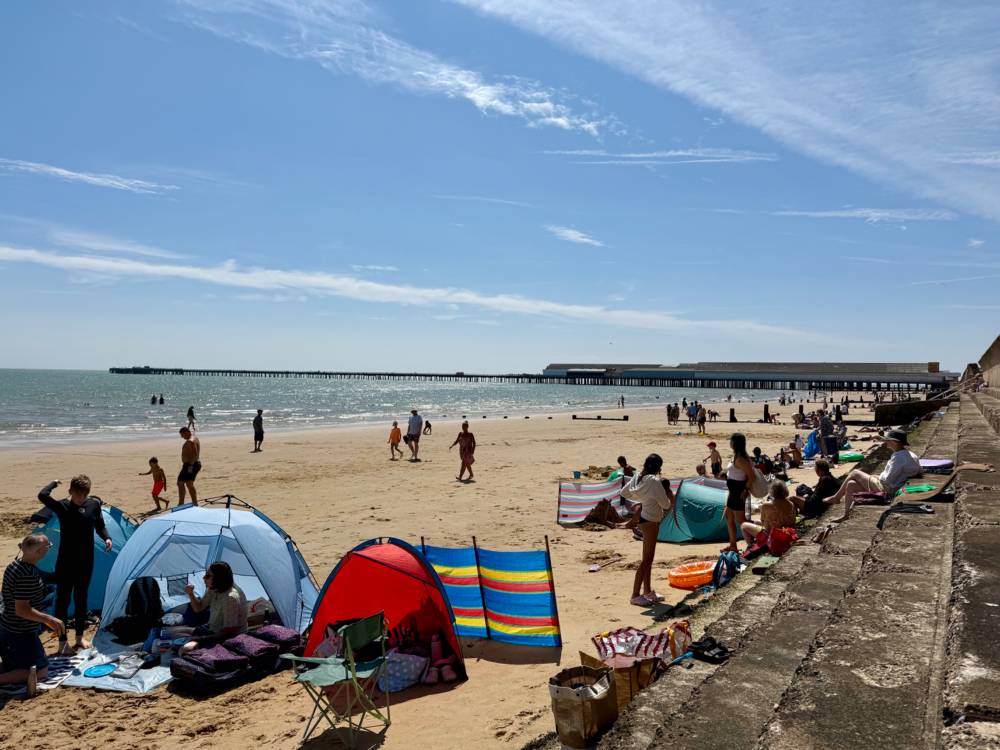 Beach and pier in glorious sunshine