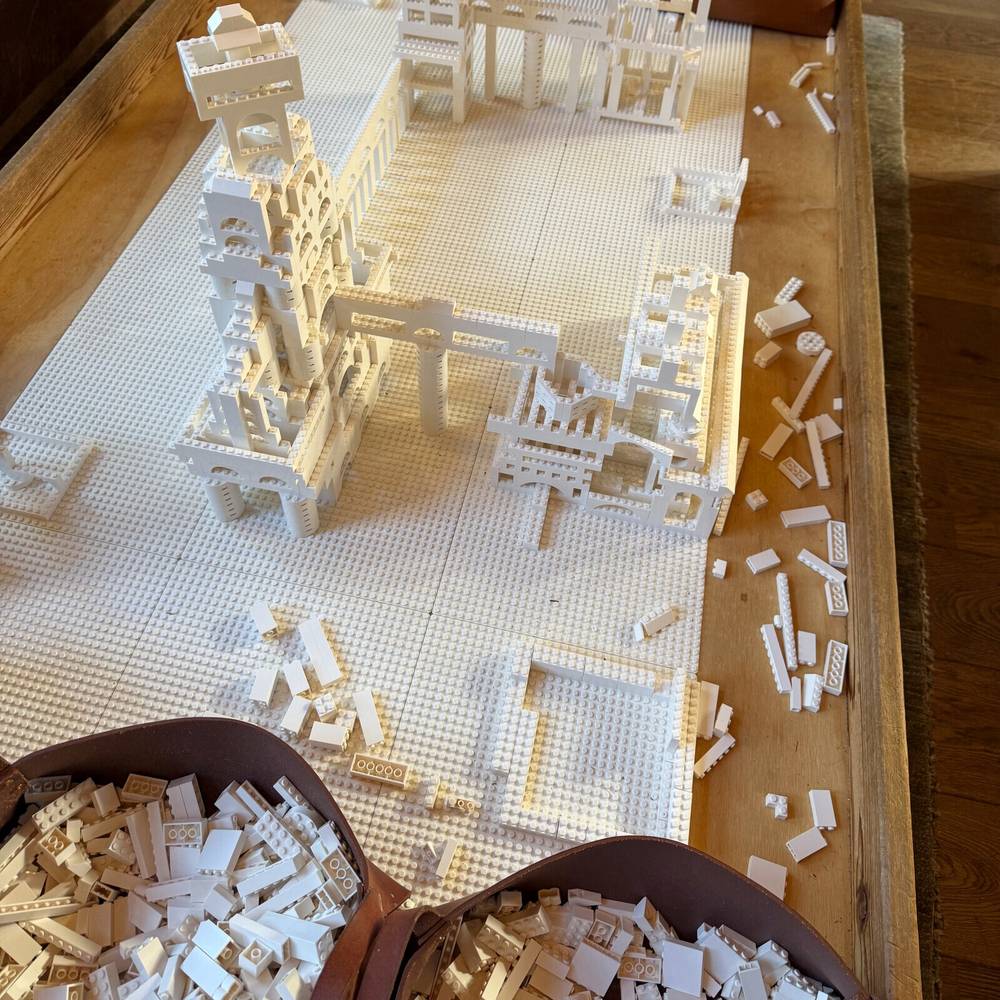 At the hotel lobby, a bunch of LEGOs to play with.