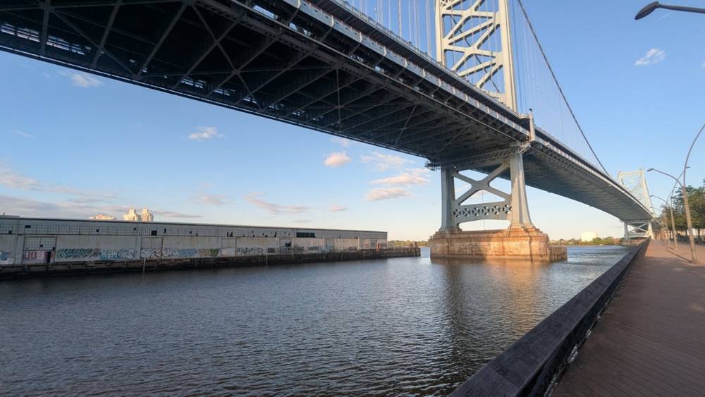 Small area of water under a bridge