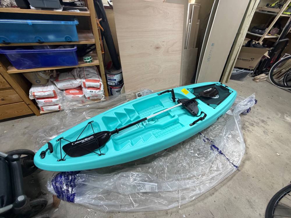 A blue kayak