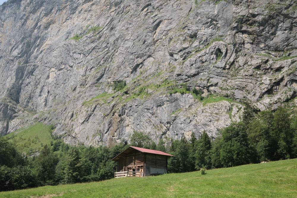 Cabin in front of mountain