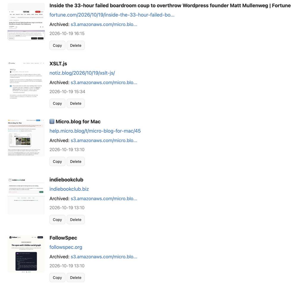 The Bookmarks → Links tab in Micro.blog Premium is practically unknown, but so useful. It archives
