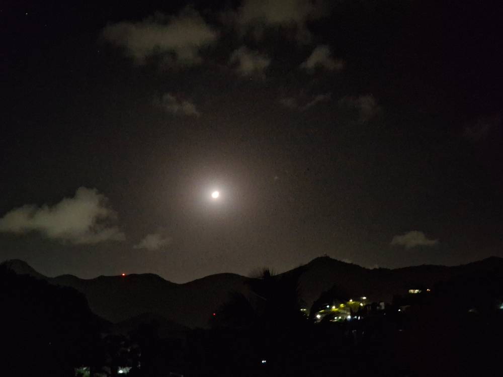 moon shining in night sky