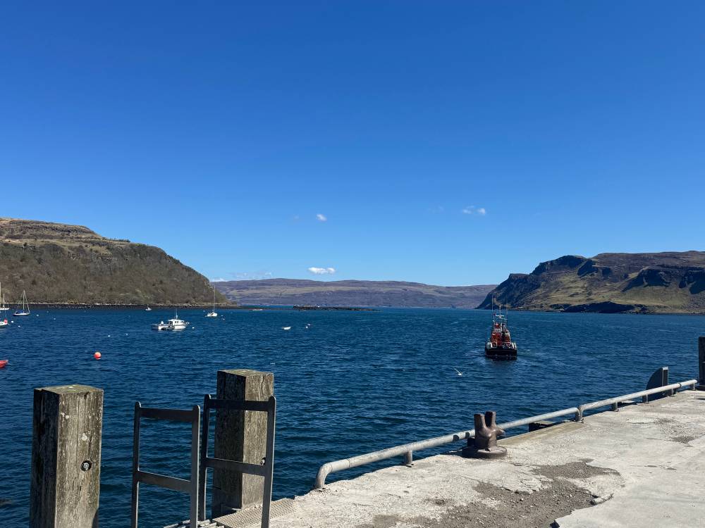 sunny view overlooking a harbour