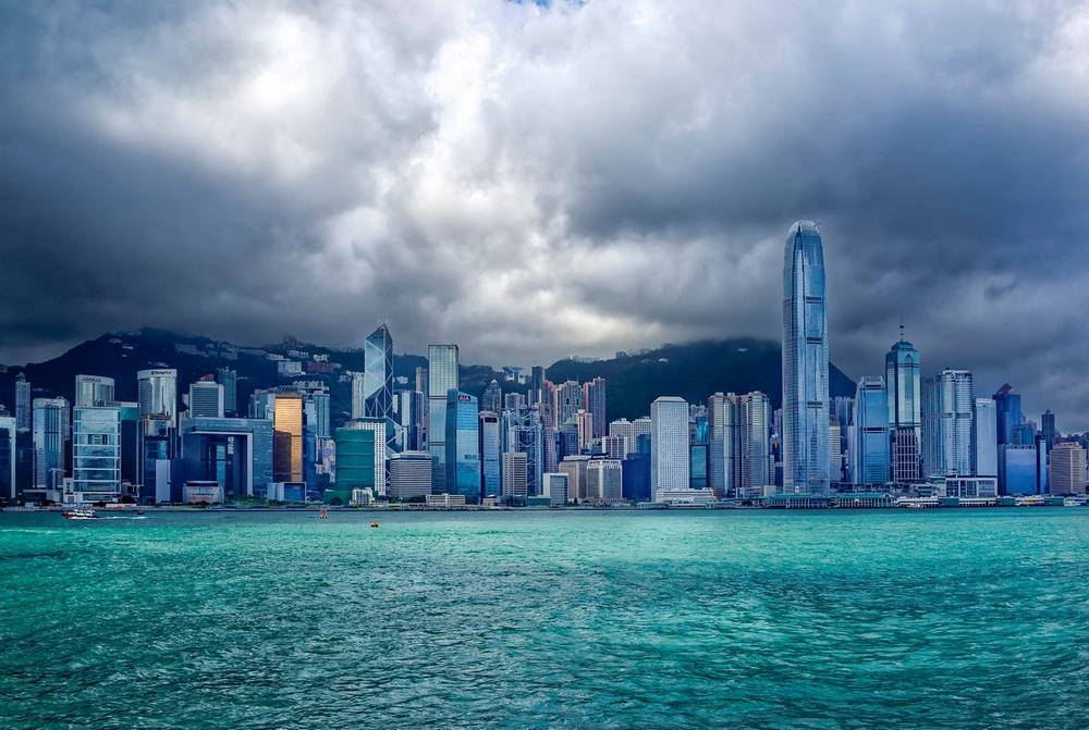 Hong Kong from Kowloon as a Cat 5 typhoon dissipates
