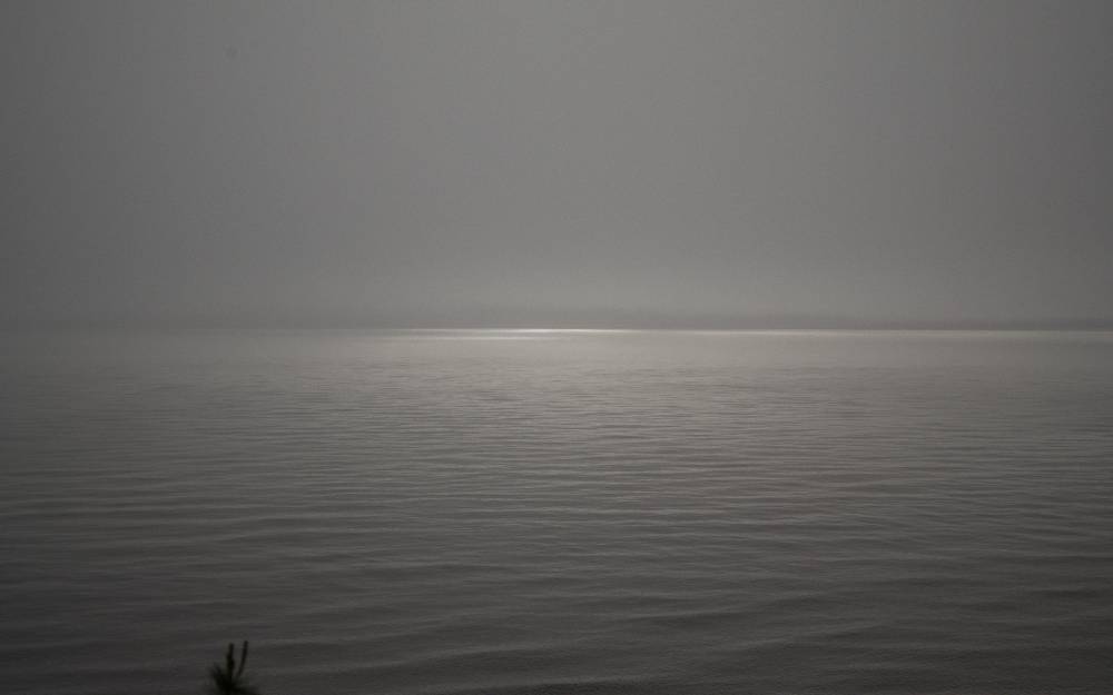 A monochromatic view looking over Lake Michigan